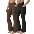 thumbnail image 1 of Rosvigor 2 Pack Flare Yoga Pants for Women High Waisted Leggings Tummy Control Workout Pants No Front Seam Trousers with Pockets, 1 of 8