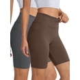 thumbnail image 1 of Rosvigor 2 Pack Women’s Biker Shorts 8" High Waisted Yoga Shorts with Pockets No Front Seam Workout Running Gym Athletic Shorts, 1 of 8