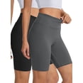 thumbnail image 1 of Rosvigor 2 Pack Women’s Biker Shorts 8" High Waisted Yoga Shorts with Pockets No Front Seam Workout Running Gym Athletic Shorts, 1 of 8