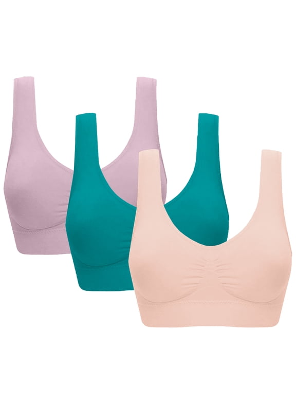 3 Pack Plus Size Sports Bra for Women Seamless Wirefree Bras Women Comfort Bra with Removable Pads