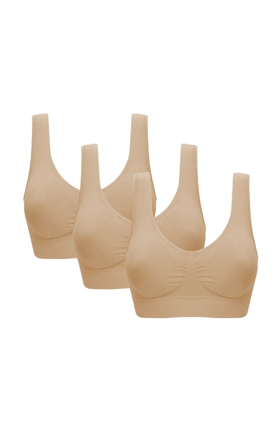 3 Pack Plus Size Sports Bra for Women Seamless Wirefree Bras Women Comfort Bra with Removable Pads