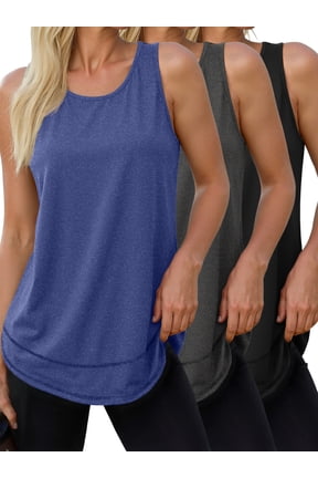 3 Pack Womens Workout Tank Tops Quick Dry Sleeveless Shirts for Women Loose Fit Tops for Athletic Running Tennis Yoga