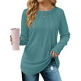 thumbnail image 1 of Rosvigor Blouses for Women Dressy Long Sleeve Shirts Casual Fall Tops Winter Tunic with Pleats, 1 of 7