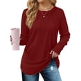 thumbnail image 1 of Rosvigor Blouses for Women Dressy Long Sleeve Shirts Casual Fall Tops Winter Tunic with Pleats, 1 of 7