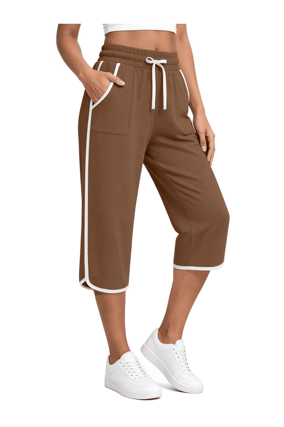 Capris Pants for Women High Waisted Lightweight Athletic Pants Summer Casual Joggers with Pockets