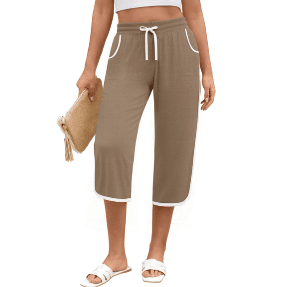 Rosvigor Capris Pants for Women High Waisted Lightweight Athletic Pants Summer Casual Joggers with Pockets