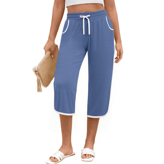 Rosvigor Capris Pants for Women High Waisted Lightweight Pants Summer Casual Joggers with Pockets