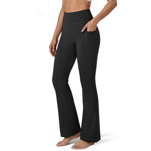 Rosvigor Flare Yoga Pants for Women High Waisted Leggings Tummy Control Workout Pants Stretch Trousers with Pockets