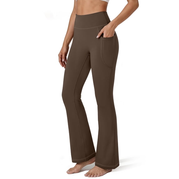 Rosvigor Flare Yoga Pants for Women High Waisted Leggings Tummy Control Workout Pants Stretch Trousers with Pockets