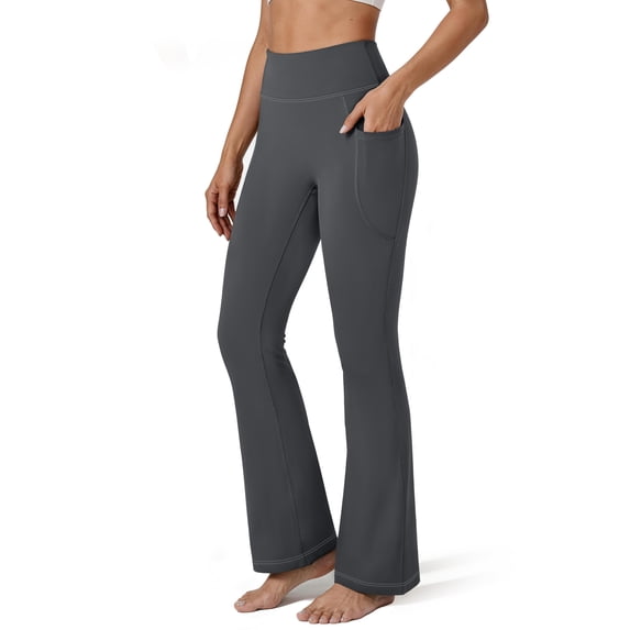 Rosvigor Flare Yoga Pants for Women High Waisted Leggings Tummy Control Workout Pants Stretch Trousers with Pockets