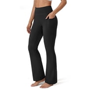 Flare Yoga Pants for Women High Waisted Leggings Tummy Control Workout Pants No Front Seam Trousers with Pockets