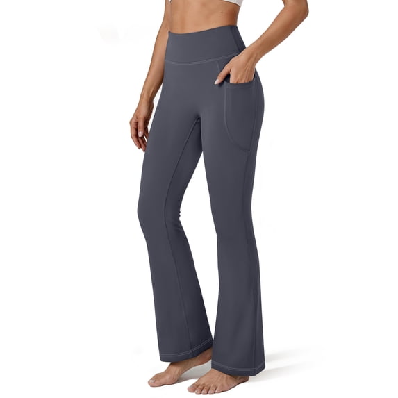 Rosvigor Flare Yoga Pants for Women High Waisted Leggings Tummy Control Workout Pants Stretch Trousers with Pockets