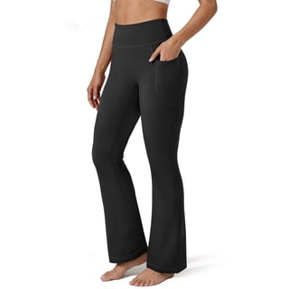 Rosvigor Flare Yoga Pants for Women High Waisted Leggings Tummy Control Workout Pants No Front Seam Trousers with Pockets