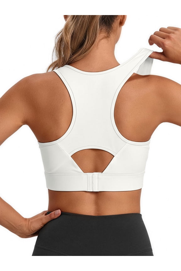 High Impact Sports Bra for Women Adjustable Racerback Full Support Padded Workout Bra for Running Gym Large Bust
