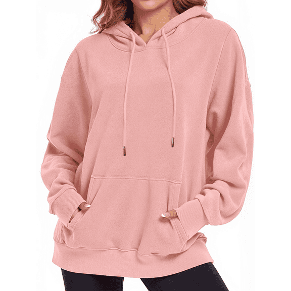Rosvigor Oversized Hoodies for Women Polar Fleece Hooded Sweatshirts Drawstring Long Sleeve Pullover Tops