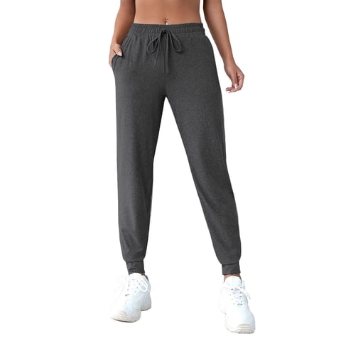 Joggers for Women Elastic Waist Sweatpants Tapered Pants Workout Lounge Trousers with Pockets
