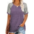 thumbnail image 1 of Rosvigor Plus Size T Shirts for Women Color Block Tops Loose Tee Short Sleeve Blouses, 1 of 6