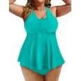 thumbnail image 1 of Rosvigor Plus Size Womens Tankini Swimsuits Two Piece Swimwear Women Flowy Tummy Control Bathing Suits, 1 of 6