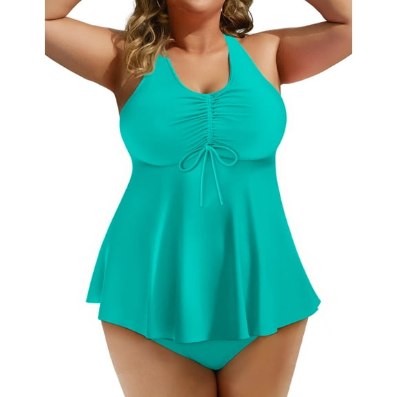 Rosvigor Plus Size Womens Tankini Swimsuits Two Piece Swimwear Women Flowy Tummy Control Bathing Suits