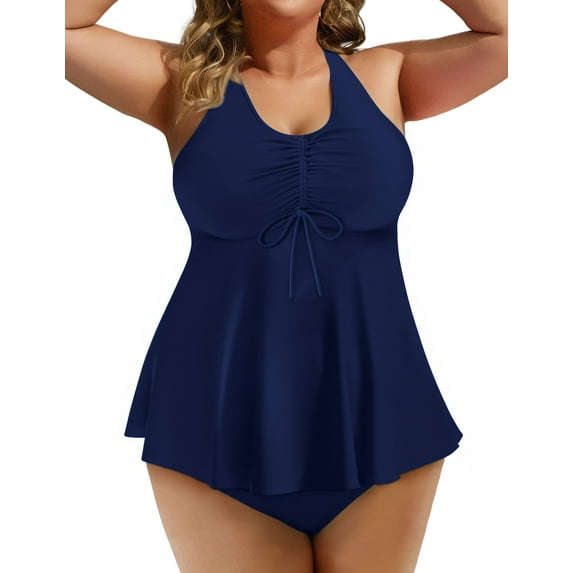 Rosvigor Plus Size Womens Tankini Swimsuits Two Piece Swimwear Women Flowy Tummy Control Bathing Suits