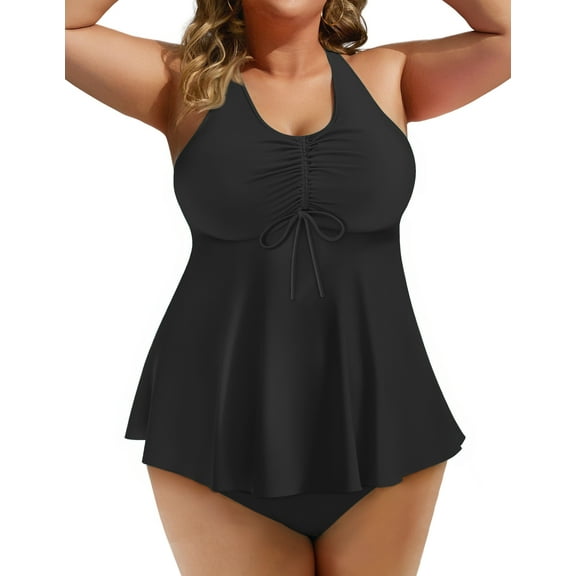 Rosvigor Plus Size Womens Tankini Swimsuits Two Piece Swimwear Women Flowy Tummy Control Bathing Suits