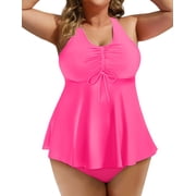 Rosvigor Plus Size Womens Tankini Swimsuits Two Piece Swimwear Women Flowy Tummy Control Bathing Suits