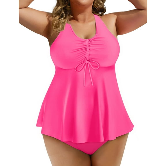 Rosvigor Plus Size Womens Tankini Swimsuits Two Piece Swimwear Women Flowy Tummy Control Bathing Suits