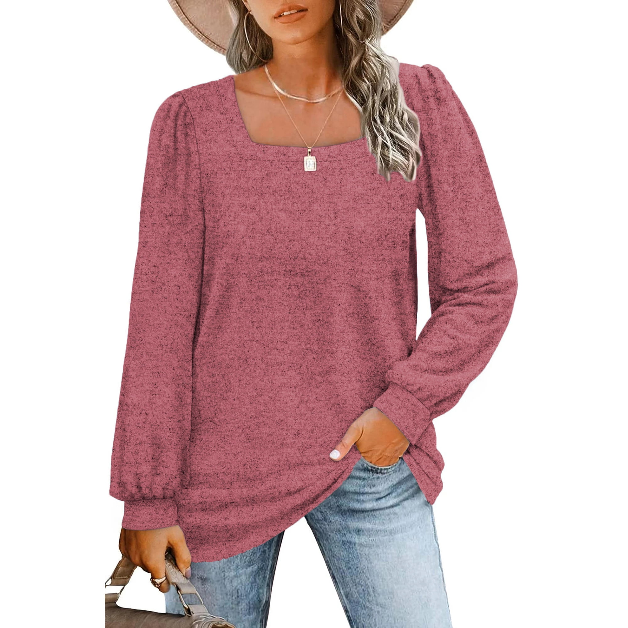 KARALIN Women's Long Sleeve Tunic Tops - Casual Crew Neck Shirts For Curvy Plus Sizes