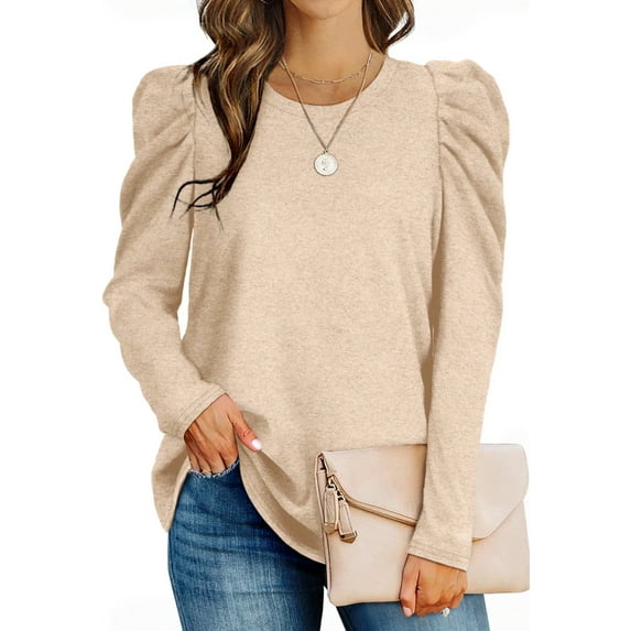 Rosvigor Shirts for Women Puff Long Sleeve Womens Blouses Casual Fall Tunic Tops