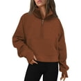 thumbnail image 1 of Rosvigor Sweatshirt for Women Half Zip Cropped Pullover Fleece Hoodies Fall Winter Tops Thumb Hole, 1 of 7