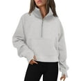 thumbnail image 1 of Rosvigor Sweatshirt for Women Half Zip Cropped Pullover Fleece Hoodies Fall Winter Tops Thumb Hole, 1 of 7