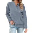 thumbnail image 1 of Rosvigor Sweatshirts for Women Henley Shirts Casual Long Sleeve Ribbed Tunic Button Up Tops, 1 of 6