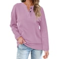 thumbnail image 1 of Rosvigor Sweatshirts for Women Henley Shirts Casual Long Sleeve Ribbed Tunic Button Up Tops, 1 of 6