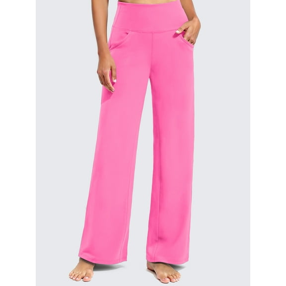 Rosvigor Wide Leg Yoga Pants Women High Waisted Pants Loose Casual Pants with Pockets
