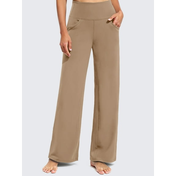 Rosvigor Wide Leg Yoga Pants Women High Waisted Pants Loose Casual Pants with Pockets