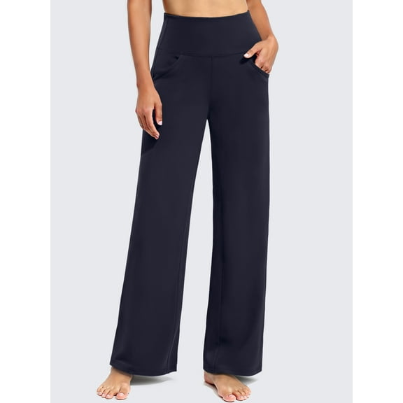Rosvigor Wide Leg Yoga Pants Women High Waisted Pants Loose Casual Pants with Pockets