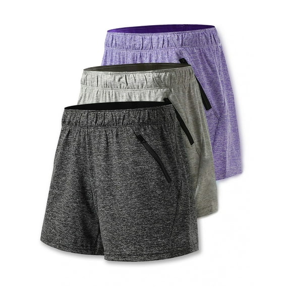 Rosvigor 3 Pack Women Athletic Shorts Gym High Waisted Shorts for Women Casual Lounge Sets with Pockets