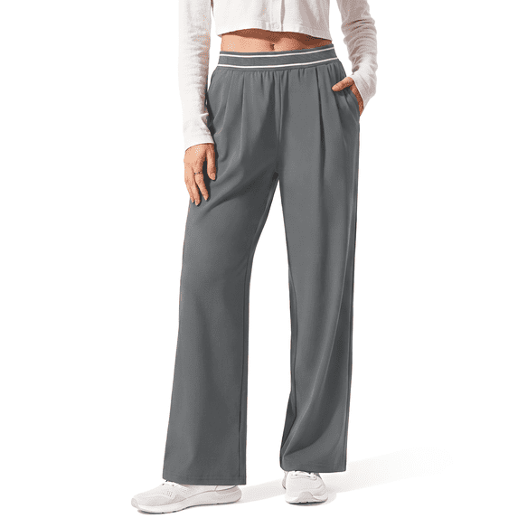 Rosvigor Women Business Casual Yoga Pants Lightweight Straight Leg Stretch Work Pants Soft Lounge Travel Slacks with Pockets