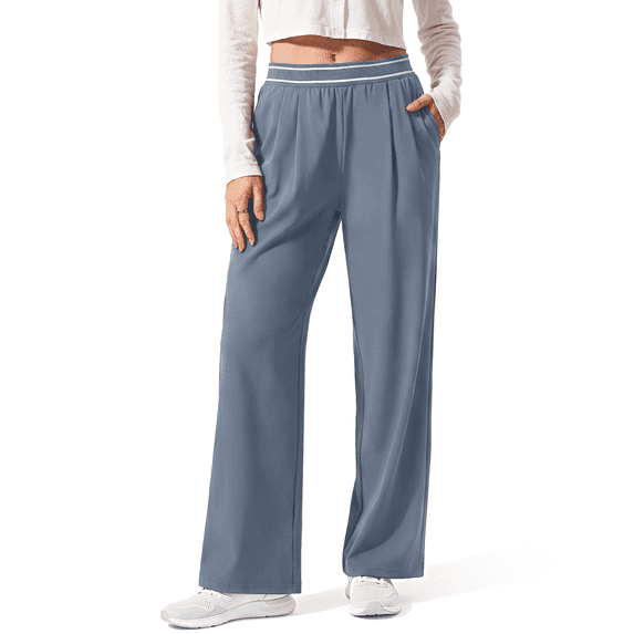 Rosvigor Women Business Casual Yoga Pants Lightweight Straight Leg Stretch Work Pants Soft Lounge Travel Slacks with Pockets
