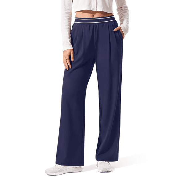 Rosvigor Women Business Casual Yoga Pants Lightweight Straight Leg Stretch Work Pants Soft Lounge Travel Slacks with Pockets