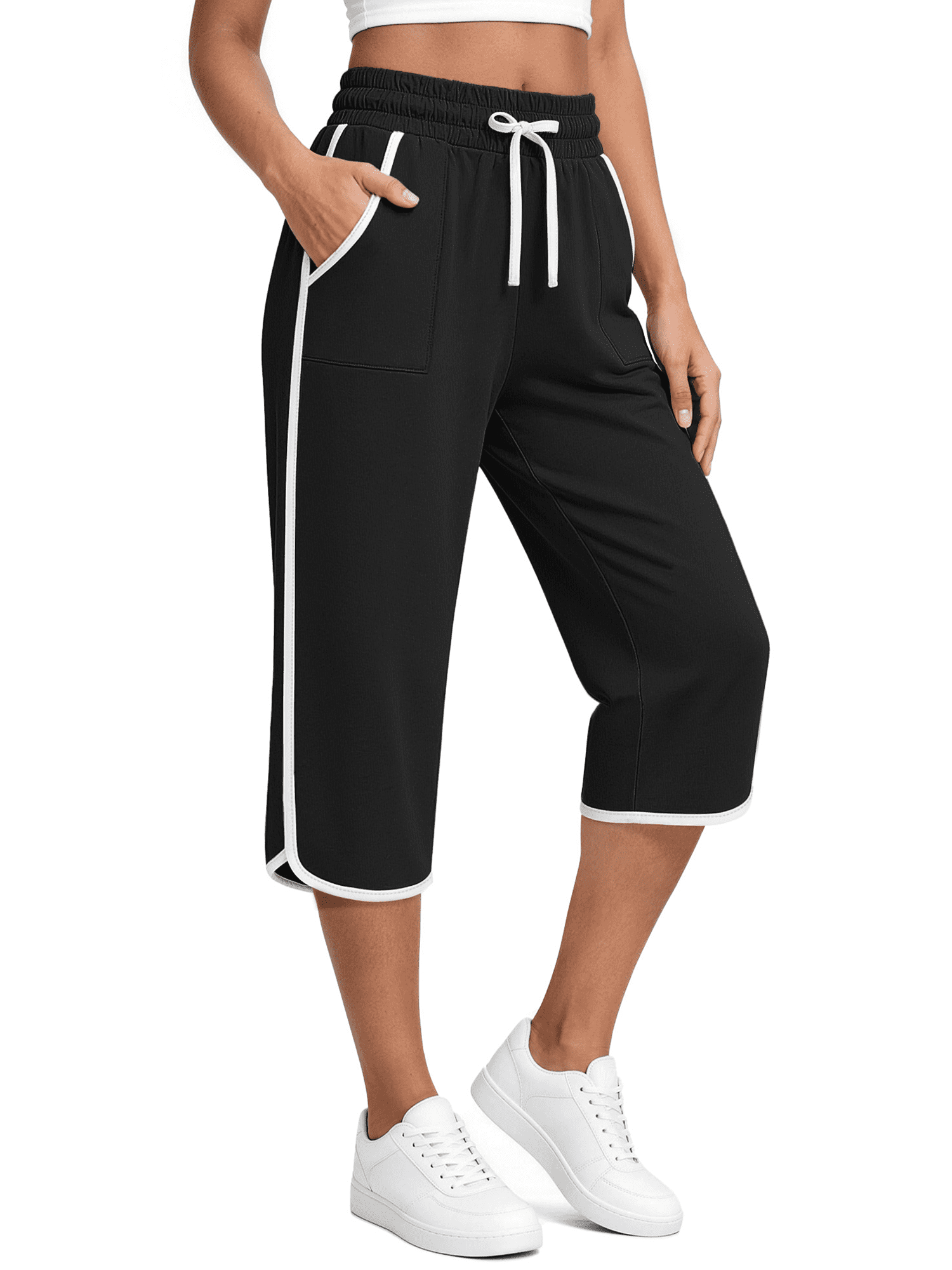 Capris Pants for Women High Waisted Lightweight Athletic Pants Summer Casual Joggers with Pockets