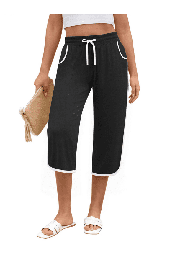 Capris Pants for Women High Waisted Lightweight Pants Summer Casual Joggers with Pockets