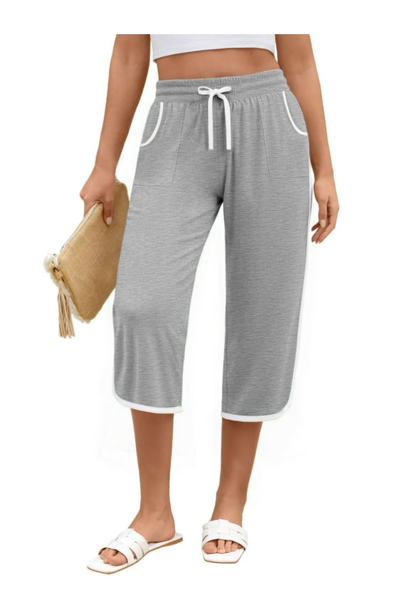 Capris Pants for Women High Waisted Lightweight Athletic Pants Summer Casual Joggers with Pockets