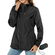 Women Lightweight Jackets Hooded Windbreaker Women Portable Waterproof Raincoat Hiking Travel Jackets