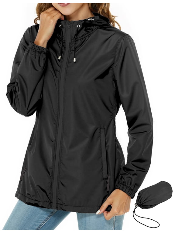 Women Lightweight Jackets Hooded Windbreaker Women Portable Waterproof Raincoat Hiking Travel Jackets