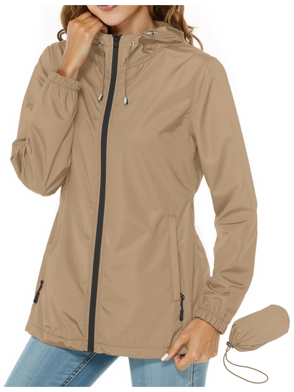 Women Lightweight Jackets Hooded Windbreaker Women Portable Waterproof Raincoat Hiking Travel Jackets
