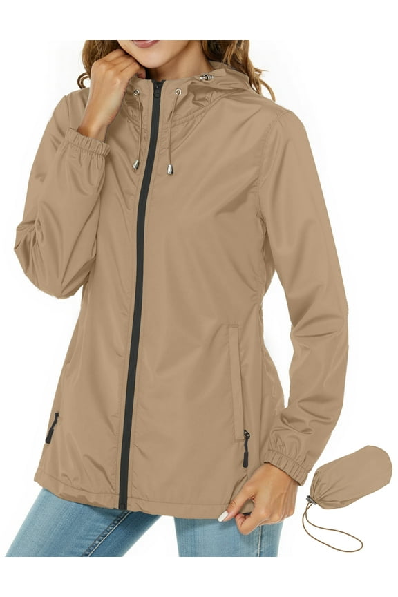 Women Lightweight Jackets Hooded Windbreaker Women Portable Waterproof Raincoat Hiking Travel Jackets
