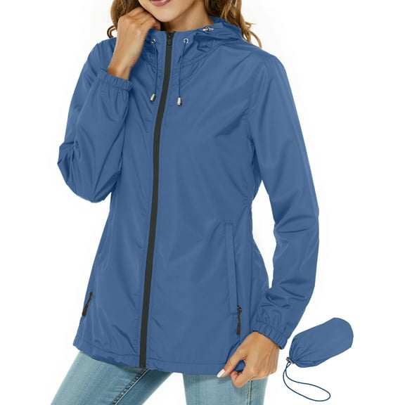 Rosvigor Women Lightweight Jackets Hooded Windbreaker Women Portable Waterproof Raincoat Hiking Travel Jackets