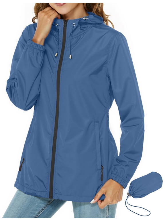 Women Lightweight Jackets Hooded Windbreaker Women Portable Waterproof Raincoat Hiking Travel Jackets