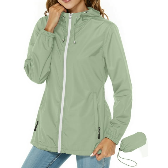 Rosvigor Women Lightweight Jackets Hooded Windbreaker Women Portable Waterproof Raincoat Hiking Travel Jackets